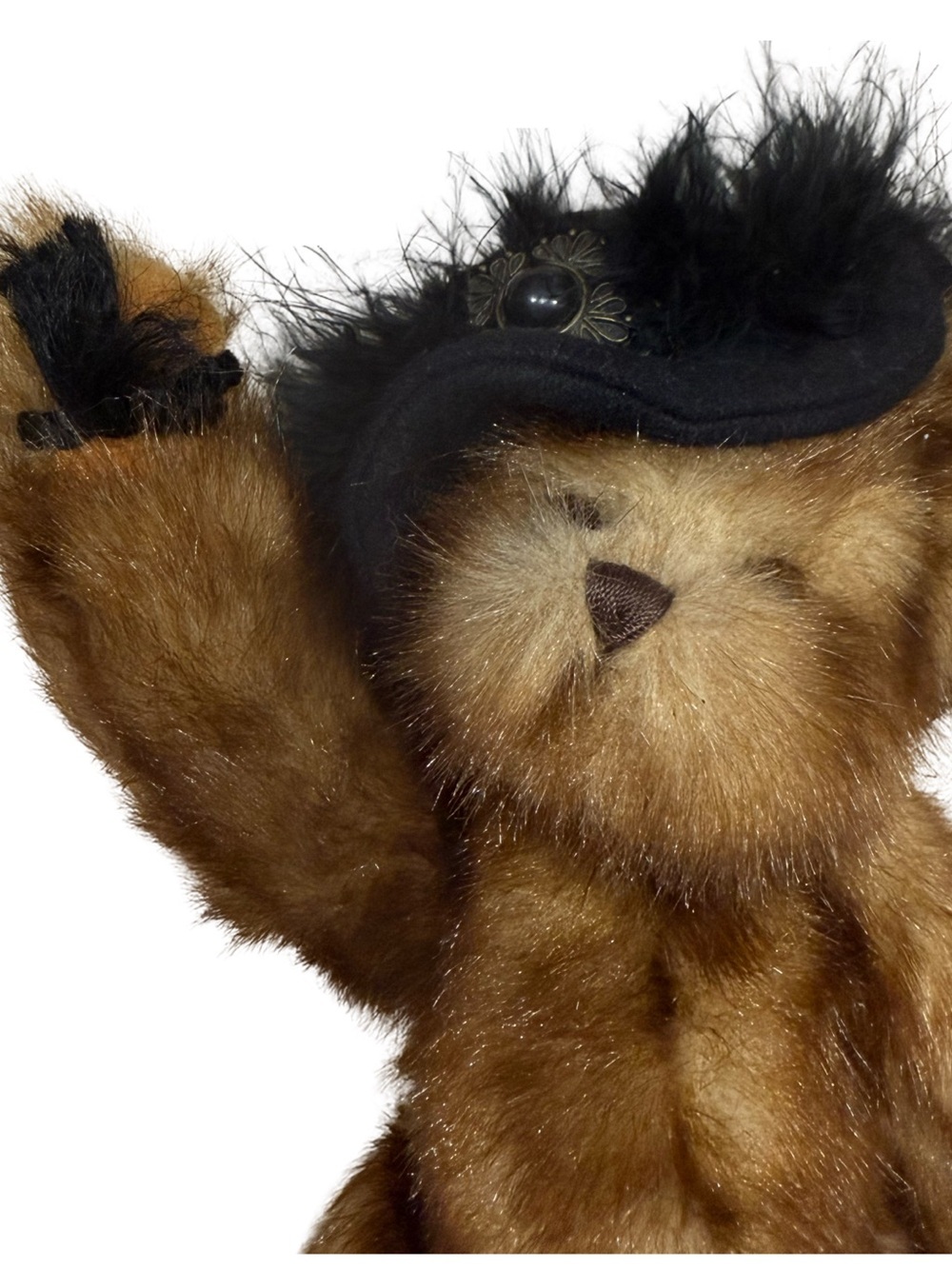 Boyds Bears Bearington Collection Brown Plush Teddy Bear Black Feathered Hat! - Picture 5 of 9